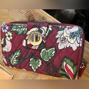 Vera Bradley Turn-Lock Wallet - GUC Bordeaux Blooms (Retired)